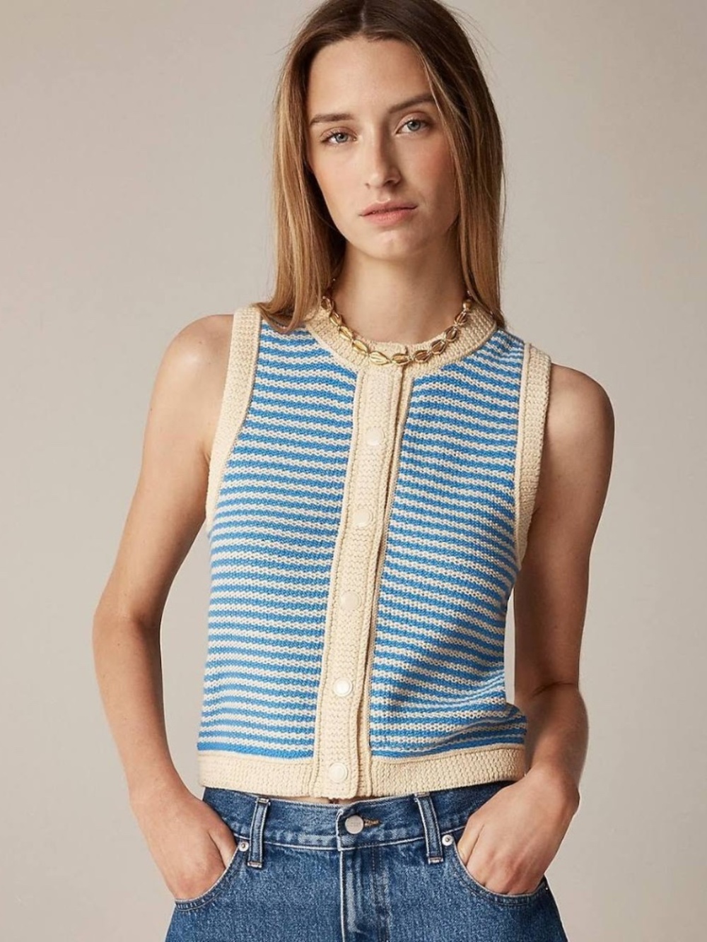 J.Crew Cropped Sweater Shell in Stripe